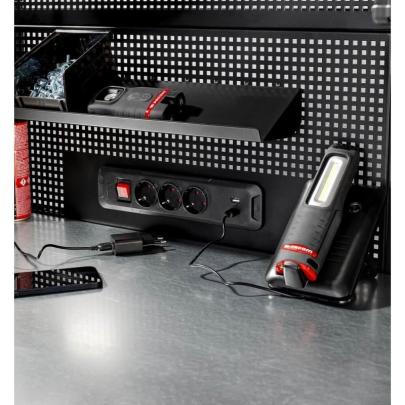 RWS2-PPAV1USBBS - Tablica perforowana do zawieszania na ścianie ROLL, 1 moduł + zestaw gniazdek i USB, czarna