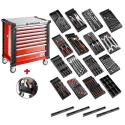 SPOTLIGHT16PKW - Roller cabinet with equipment, 15 modules, red