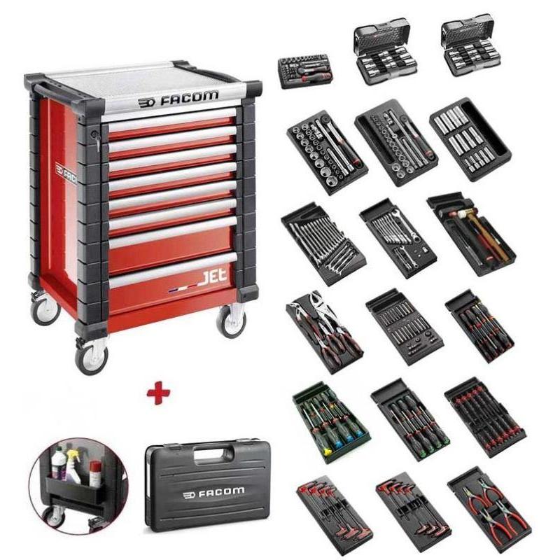 JET.9M3-250 - Roller cabinet with equipment, 18 modules, red