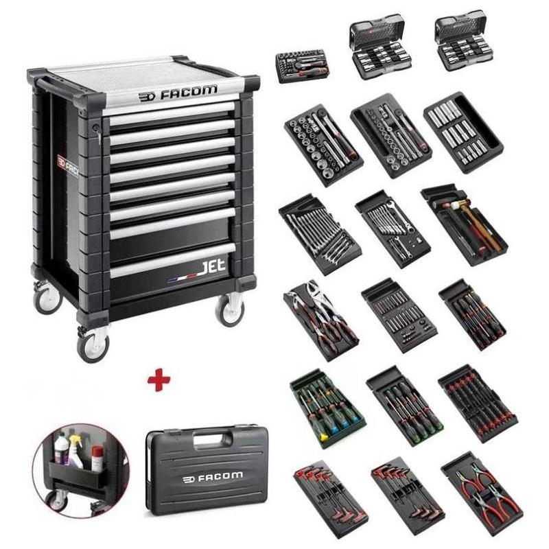 JET.9GM3-250 - Wózek warsztatowy z wyposażeniem, 18 modułów, czarny