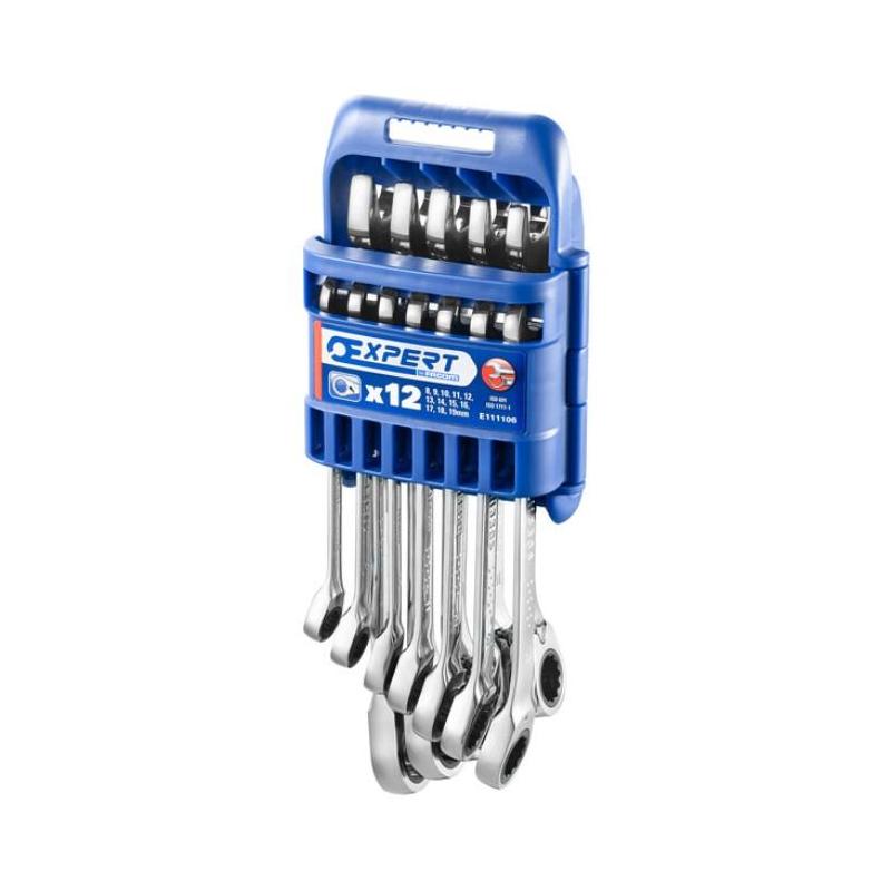E111106 - Set of 12 ratchet combination wrenches, 8-19 mm
