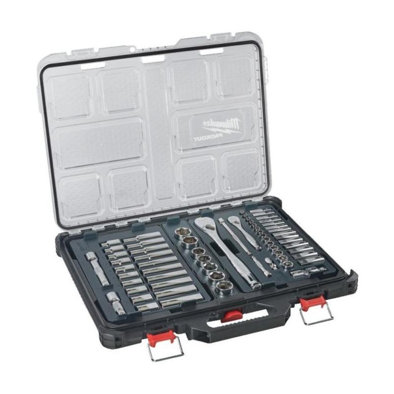 4932493661 - Zestaw nasadek 1/4" i 1/2" z grzechotką i akcesoriami, 4 - 26 mm, w organizerze Slim PACKOUT™ dużym (63 szt.)