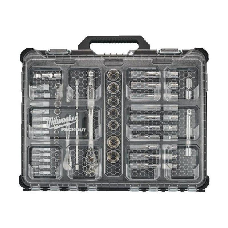 4932493661 - Zestaw nasadek 1/4" i 1/2" z grzechotką i akcesoriami, 4 - 26 mm, w organizerze Slim PACKOUT™ dużym (63 szt.)