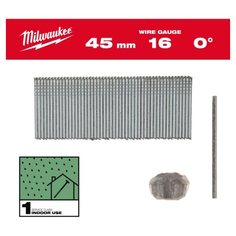 4932498315 - Sztyfty galwanizowane 16G z cienką główką do M18 FN16GS, 1,6 x 45 mm 0° (2,5 tys. szt.)