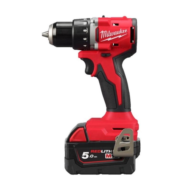 M18 BLDDRC-502C - Kompaktowa bezszczotkowa wiertarko-wkrętarka 60,5 Nm, 18 V, 5.0 Ah, w walizce, z 2 akumulatorami i ładowarką