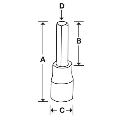 FA10LE - Nasadka trzpieniowa długa 3/8" do śrub 6-kątnych calowych, 5/16"
