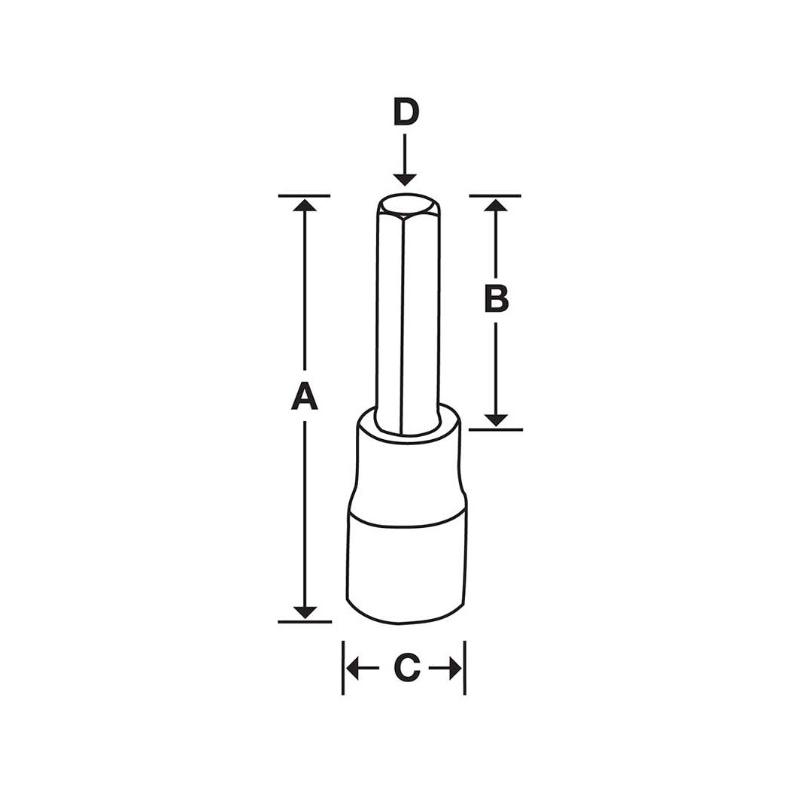 FA12LE - Nasadka trzpieniowa długa 3/8" do śrub 6-kątnych calowych, 3/8"