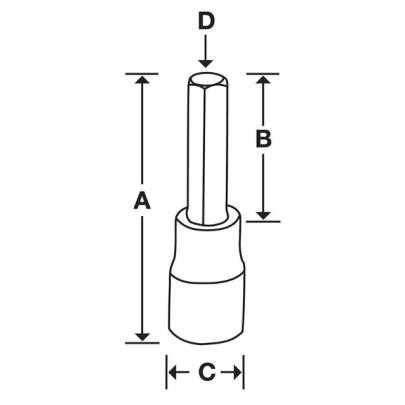 FA12LE - Nasadka trzpieniowa długa 3/8" do śrub 6-kątnych calowych, 3/8"