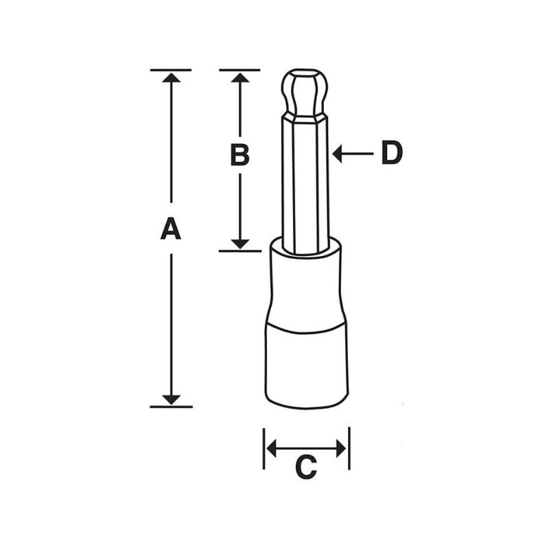 FAB10E - Nasadka trzpieniowa 3/8" do śrub 6-kątnych z kulką calowych, 5/16"