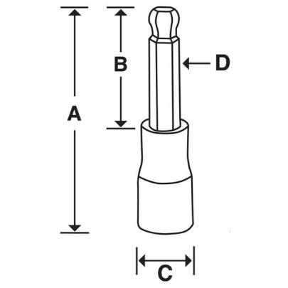 FAB10E - Nasadka trzpieniowa 3/8" do śrub 6-kątnych z kulką calowych, 5/16"