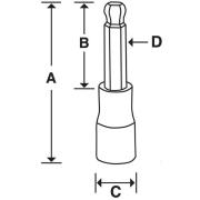 FAB7E - Nasadka trzpieniowa 3/8" do śrub 6-kątnych z kulką calowych, 7/32"