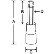 FABLM10E - Nasadka trzpieniowa długa 3/8" do śrub 6-kątnych z kulką metrycznych, 10 mm