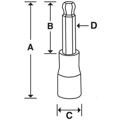 FABLM10E - Nasadka trzpieniowa długa 3/8" do śrub 6-kątnych z kulką metrycznych, 10 mm