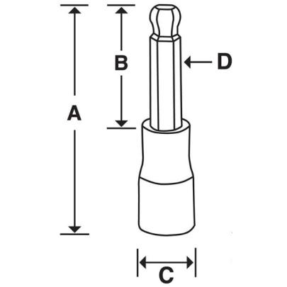 FABLM5E - Nasadka trzpieniowa długa 3/8" do śrub 6-kątnych z kulką metrycznych, 5 mm