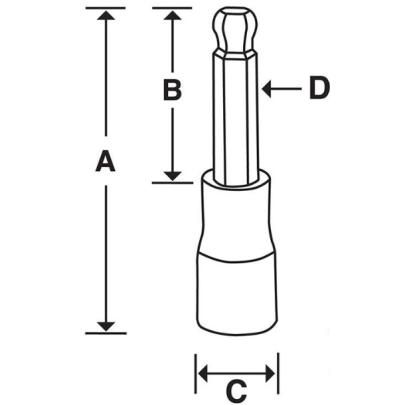 FABLM8E - Nasadka trzpieniowa długa 3/8" do śrub 6-kątnych z kulką metrycznych, 8 mm