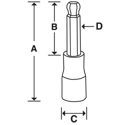 FABM8E - Nasadka trzpieniowa 3/8" do śrub 6-kątnych z kulką metrycznych, 8 mm