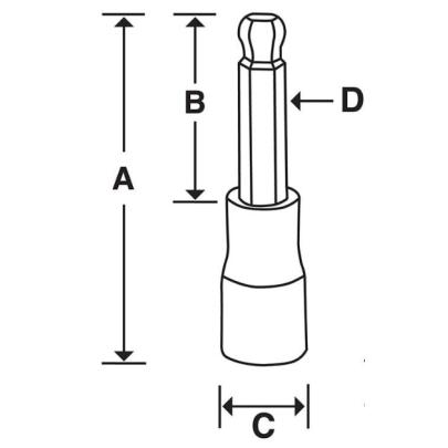 FABM9E - Nasadka trzpieniowa 3/8" do śrub 6-kątnych z kulką metrycznych, 9 mm