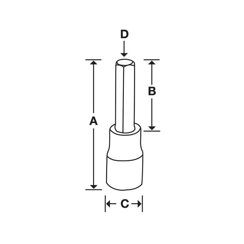 FAM2.5E - Nasadka trzpieniowa 3/8" do śrub 6-kątnych metrycznych, 2,5 mm