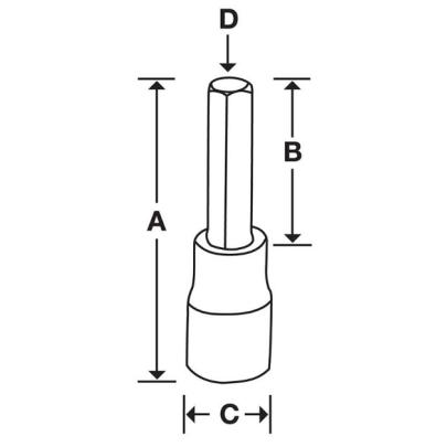 FAM2.5E - Nasadka trzpieniowa 3/8" do śrub 6-kątnych metrycznych, 2,5 mm