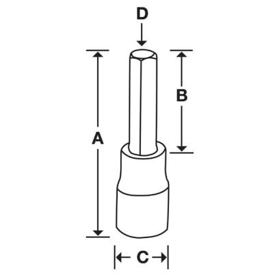 FAML6E - Nasadka trzpieniowa długa 3/8" do śrub 6-kątnych metrycznych, 6 mm