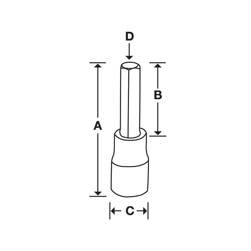 FAXS7E - Nasadka trzpieniowa krótka 3/8" do śrub 6-kątnych calowych, 7/32"