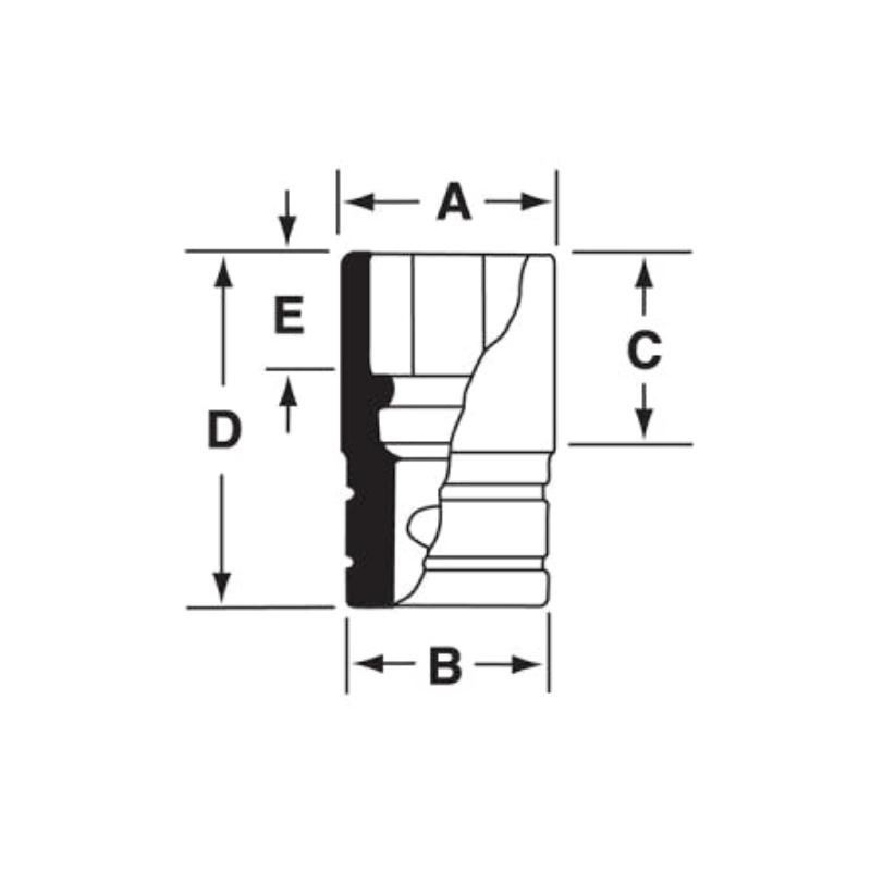 FDS201 - Nasadka 3/8" 12-kątna, Semi-Deep, calowa, 5/8"