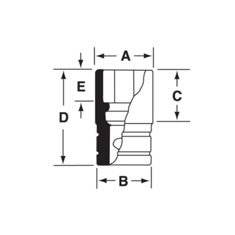 FDS221 - Nasadka 3/8" 12-kątna, Semi-Deep, calowa, 11/16"