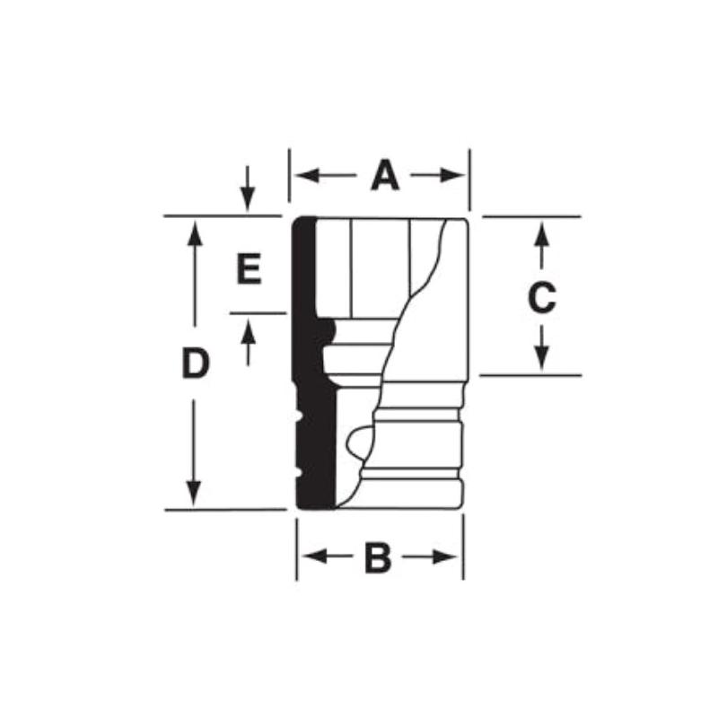 FDS241 - Nasadka 3/8" 12-kątna, Semi-Deep, calowa, 3/4"