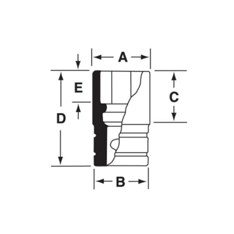 FDS251 - Nasadka 3/8" 12-kątna, Semi-Deep, calowa, 25/32"