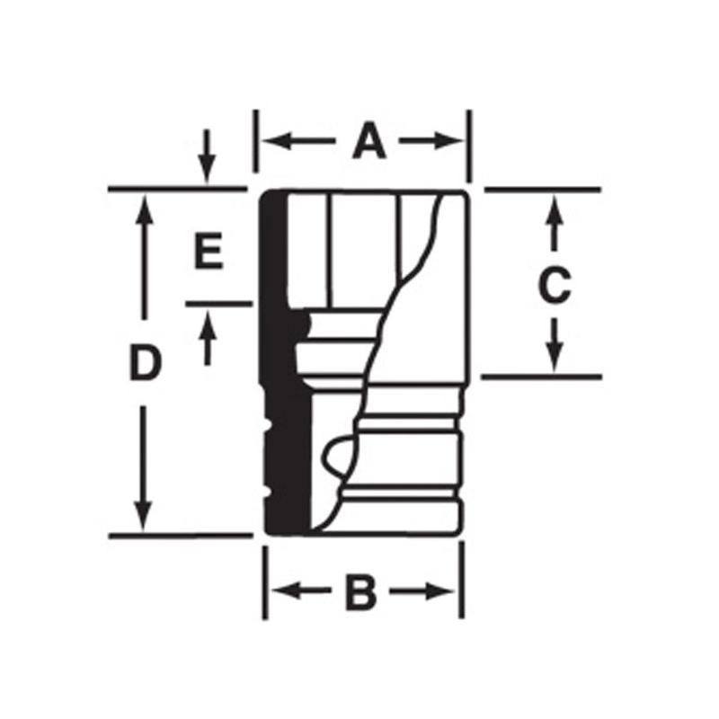 FES120B - Nasadka krótka 3/8" spline 12, 3/8"