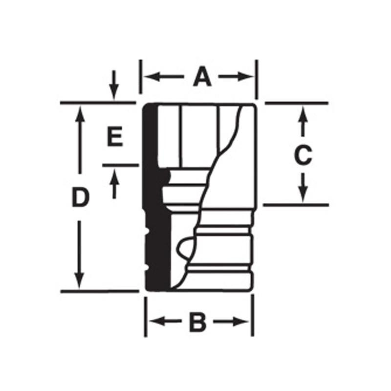 FES140B - Nasadka krótka 3/8" spline 14, 7/16"