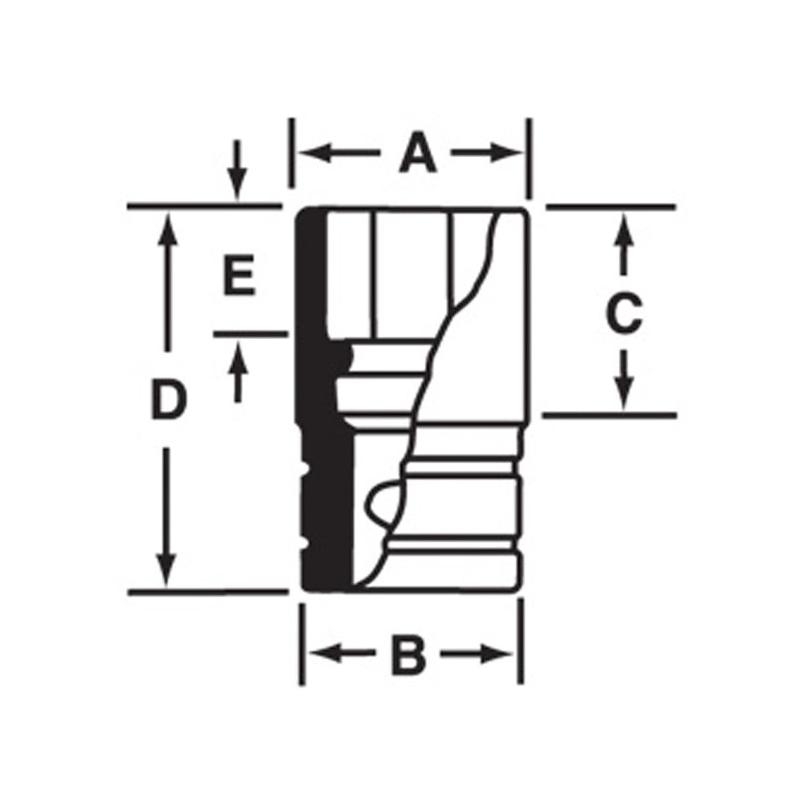 FES160B - Nasadka krótka 3/8" spline 16, 1/2"