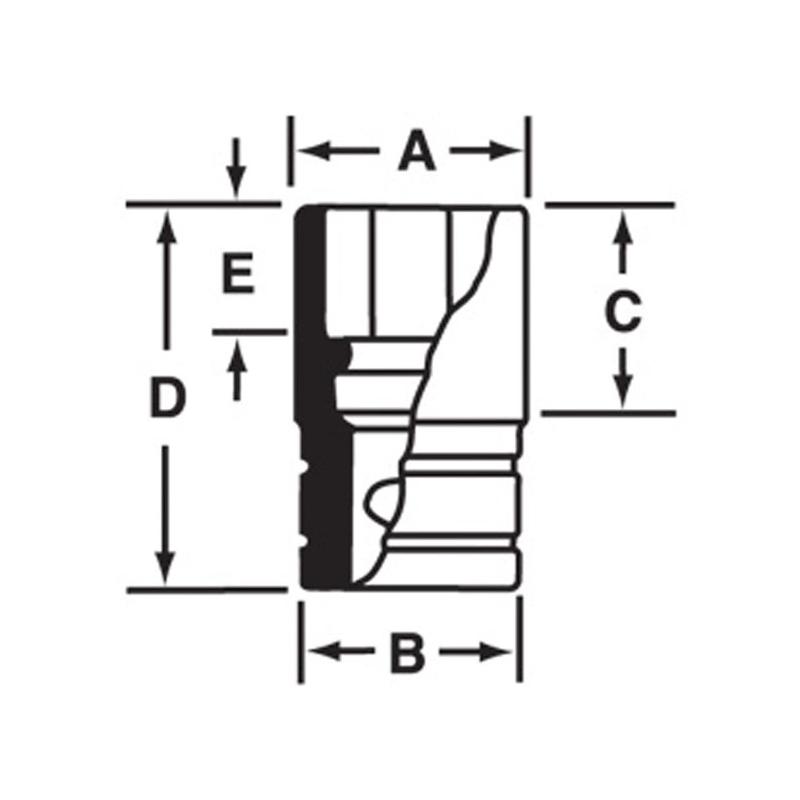 FES180B - Nasadka krótka 3/8" spline 18, 9/16"