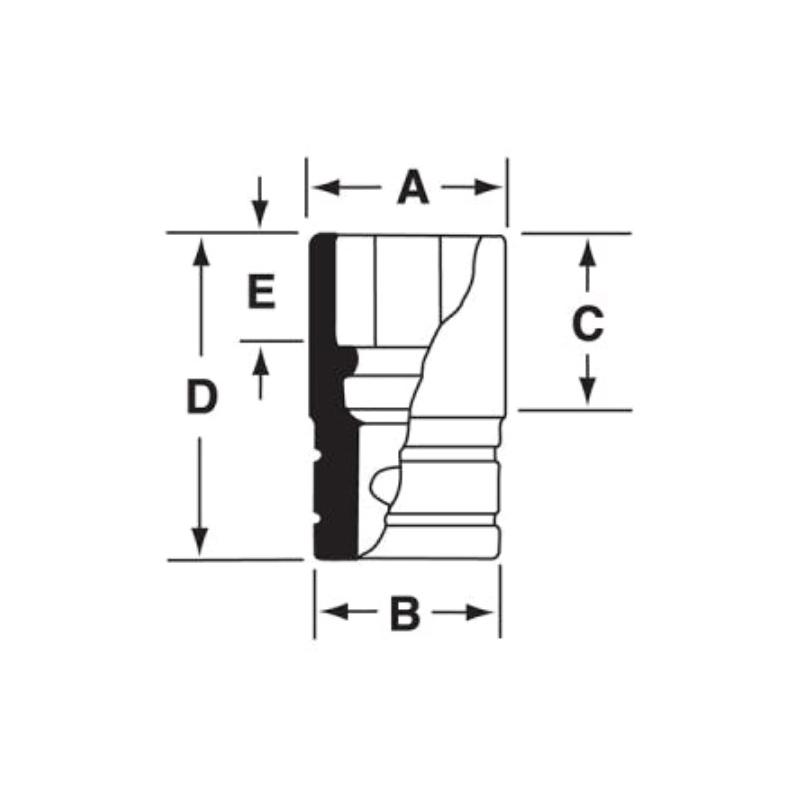 FS261 - Nasadka 3/8" 6-kątna, krótka, calowa, 13/16"
