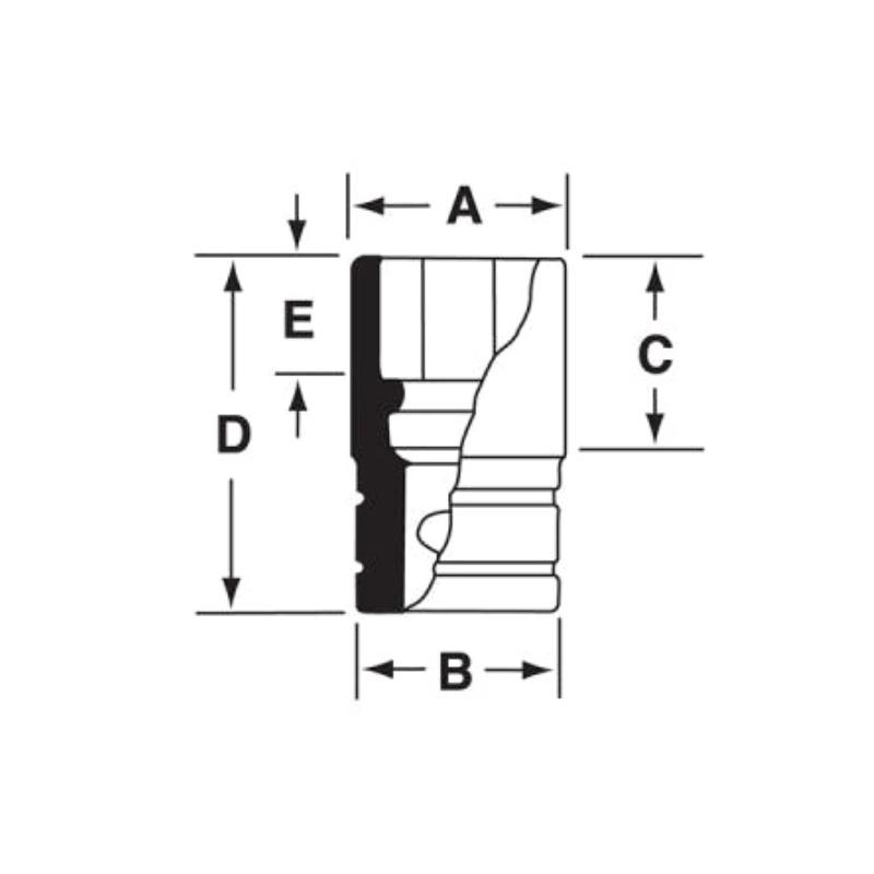 FSS201 - Nasadka 3/8" 6-kątna, Semi-Deep, calowa, 5/8"