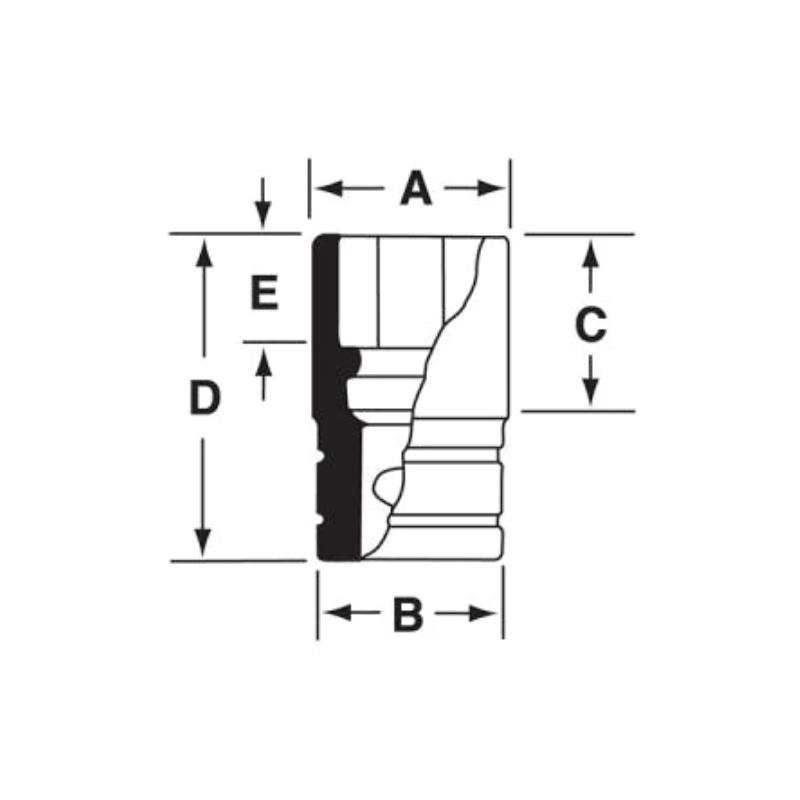 FSS241 - Nasadka 3/8" 6-kątna, Semi-Deep, calowa, 3/4"