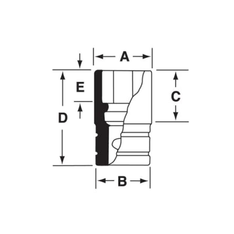 FSS281 - Nasadka 3/8" 6-kątna, Semi-Deep, calowa, 7/8"