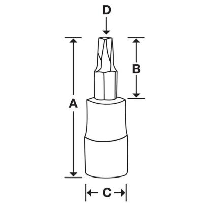 FTXR27E - Nasadka trzpieniowa 3/8" do śrub Torx® Tamper Resistant z otworem, T27