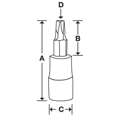 FTXR45E - Nasadka trzpieniowa 3/8" do śrub Torx® Tamper Resistant z otworem, T45
