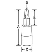 FTXR55TPE - Nasadka trzpieniowa 3/8" do śrub Torx Plus® Tamper Resistant z otworem, IPR55