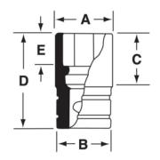 GFS081 - Nasadka czerniona 3/8" 6-kątna, krótka, calowa, 1/4"