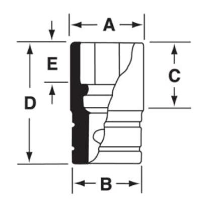 GFS081 - Nasadka czerniona 3/8" 6-kątna, krótka, calowa, 1/4"
