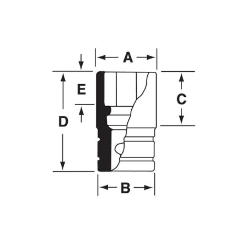 GFS121 - Nasadka czerniona 3/8" 6-kątna, krótka, calowa, 3/8"