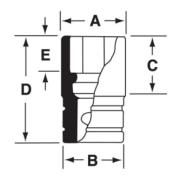 GFS141 - Nasadka czerniona 3/8" 6-kątna, krótka, calowa, 7/16"