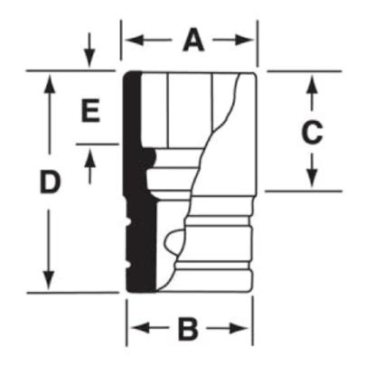 GFS221 - Nasadka czerniona 3/8" 6-kątna, krótka, calowa, 11/16"