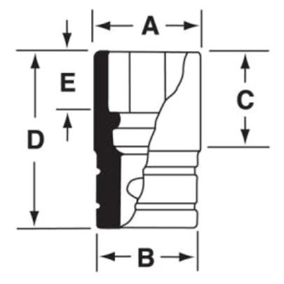 GFS241 - Nasadka czerniona 3/8" 6-kątna, krótka, calowa, 3/4"