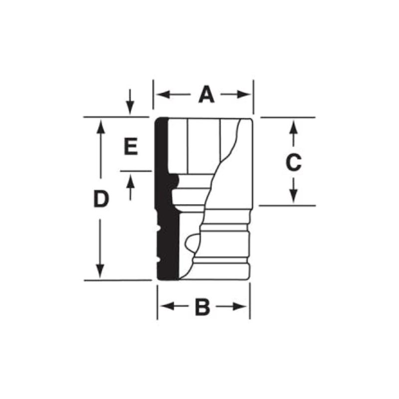 GFS261 - Nasadka czerniona 3/8" 6-kątna, krótka, calowa, 13/16"