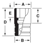 GFS321 - Nasadka czerniona 3/8" 6-kątna, krótka, calowa, 1"