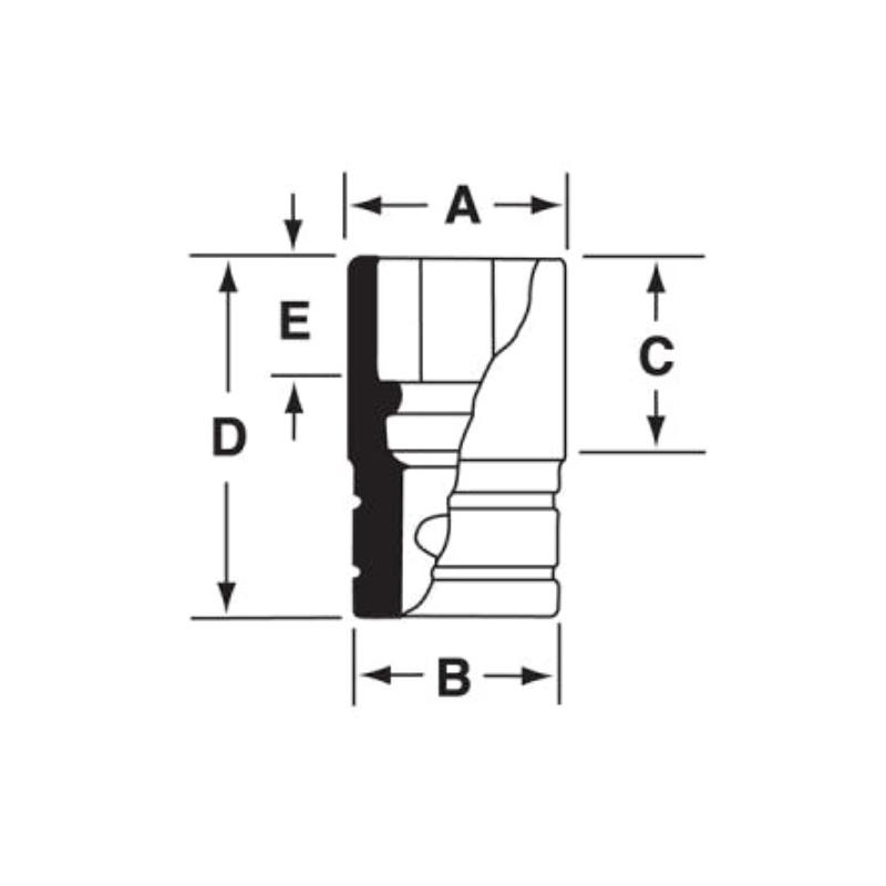 GSF081 - Nasadka czerniona 3/8" 12-kątna, długa, calowa, 1/4"