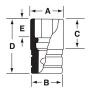 GSF301 - Nasadka czerniona 3/8" 12-kątna, długa, calowa, 15/16"